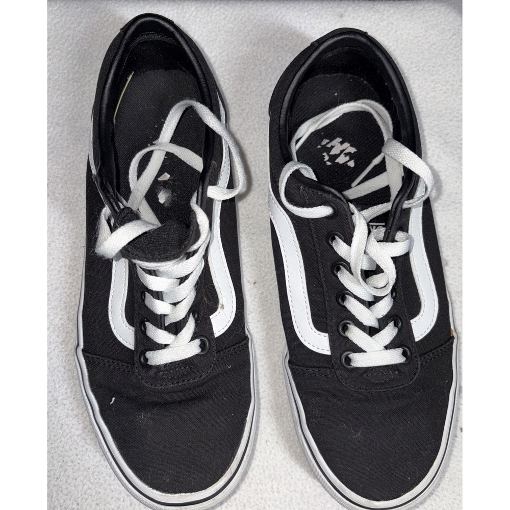 VANS Womens  9.5Old Skool Black White Skate Board Casual Low Profile Shoe Sneake